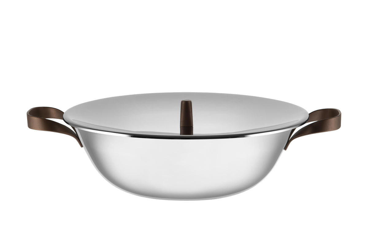 Alessi Edo Wok con griglia e coperchio