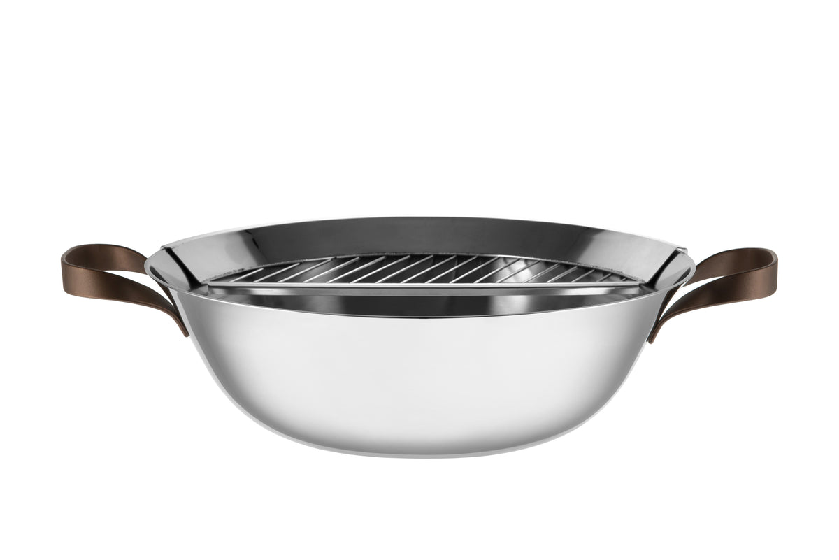 Alessi Edo  Wok con griglia e coperchio