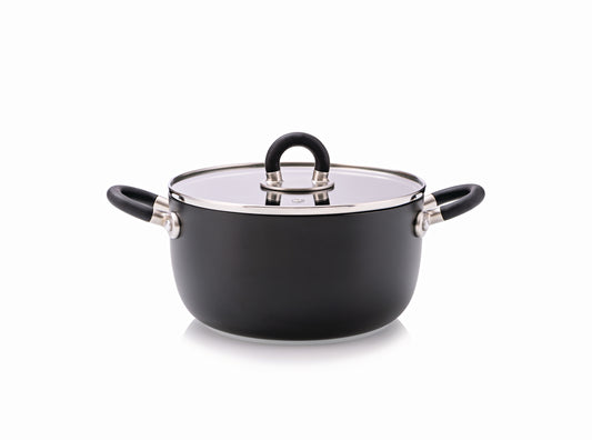 Alessi Sten casseruola 20 cm 2 manici nera con coperchio