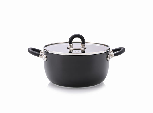 Sten casseruola 16 cm 2 manici nera con coperchio