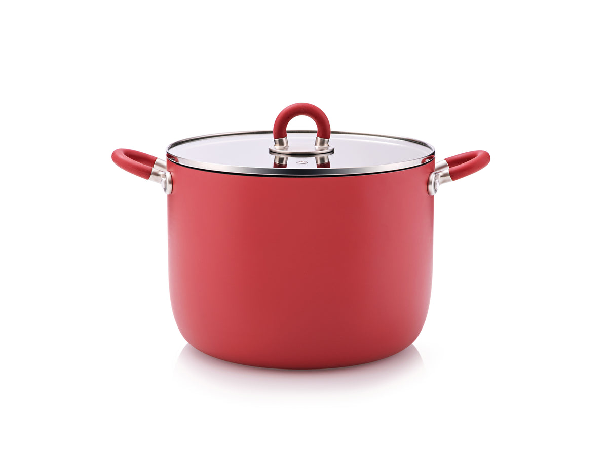 Alessi Sten pentola 24 cm 2 manici rossa con coperchio