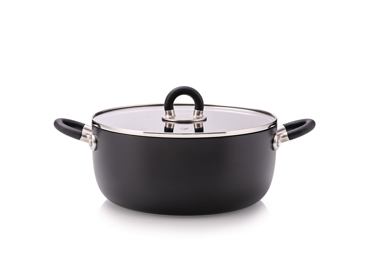 Alessi Sten casseruola 24 cm 2 manici nera con coperchio