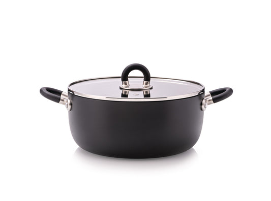 Alessi Sten casseruola 24 cm 2 manici nera con coperchio