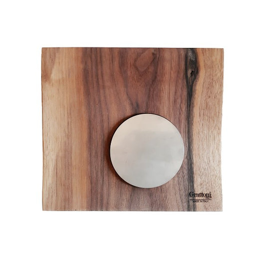 Piatto tartare in legno con inserto in acciaio
